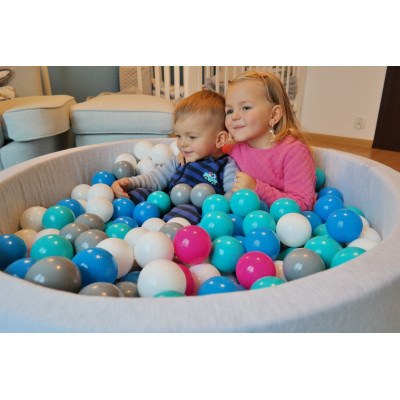 Piscina rotonda grigia per bambini con 300 palline colorate